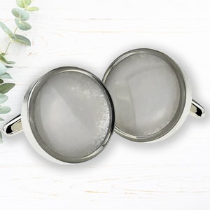 Encapsulated Salt 8th Anniversary Cufflinks in personalised cufflink box