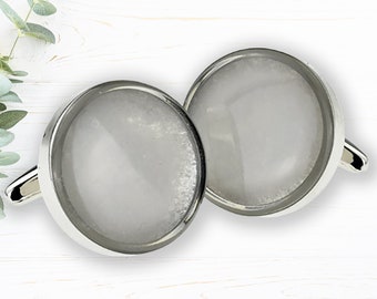 Encapsulated Salt 8th Anniversary Cufflinks in personalised cufflink box