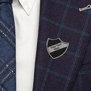 Personalised With your Own Text Retro School Silver Lapel Pin Badge