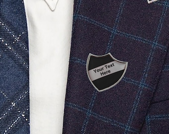 Personalised With your Own Text Retro School Silver Lapel Pin Badge