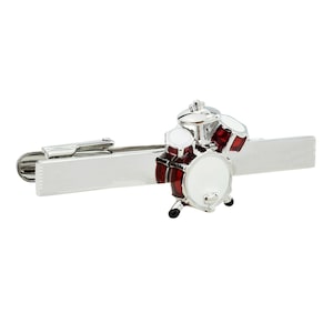 Red Drumkit Music Tie Clip in personalised box