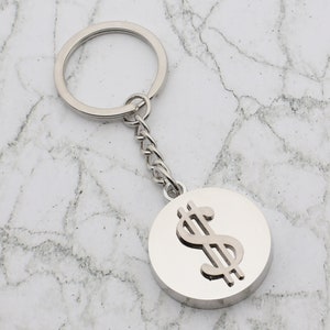 Dollar Symbol Money Design with special Personalised Engraved message Keyring
