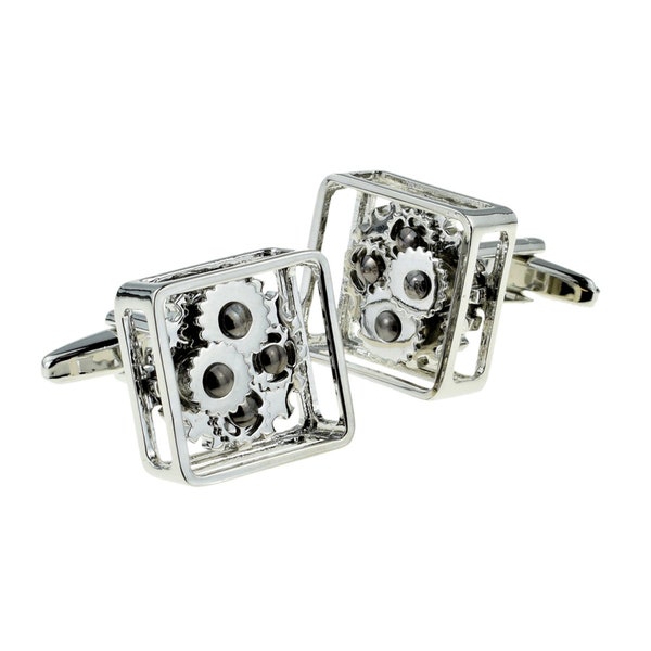 Fixed Cogs Steampunk Cufflinks dans la boîte personnalisée Cufflink