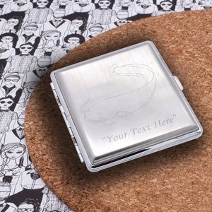 Personalised Engraved Catfish Brushed Metal King Size Cigarette Case