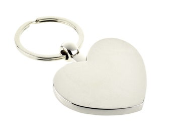 Silver Finish De Luxe Heart Shaped Keyring with Engraved Message on the Back