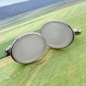 White Rugby Ball Oval Cufflinks in personalised cufflink box