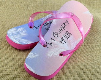 Personalised Ladies Pink Flip Flops