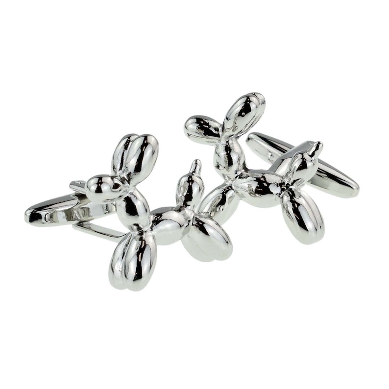 Silver Balloon Dog Design Cufflinks in Personalised Cufflink Box
