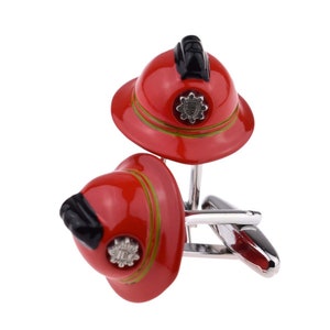 Rote Feuerwehr Feuerwehr Helm Design Manschettenknöpfe in personalisierte Manschettenknöpfe Box