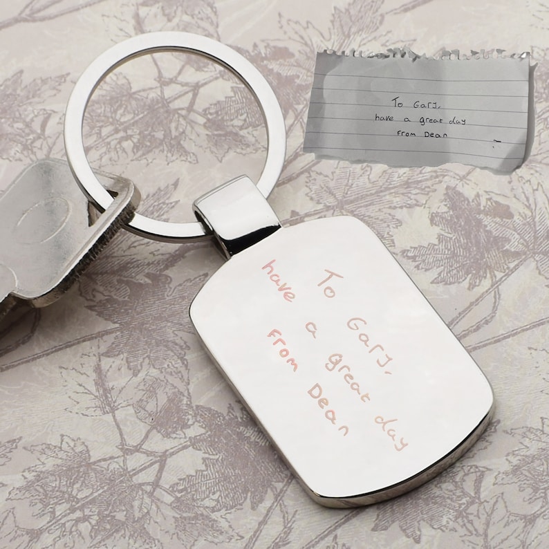 Rectangular Engraved Key Rings Personalised Own Handwritten Message Engraved Key Ring - Etsy