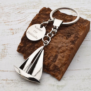 Personalised Laser Engraved Yacht Design Keyring Presented in a gift box