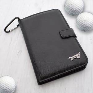 Zinn Karte von Cornwall Design | Personalisierte Kunstleder Golf Organizer | Komplett mit grasgrünem Bagger, Marker, Tees, Scorecard und Stiften