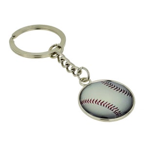 Baseball Design Silver Keyring with Engraved Message on the Back