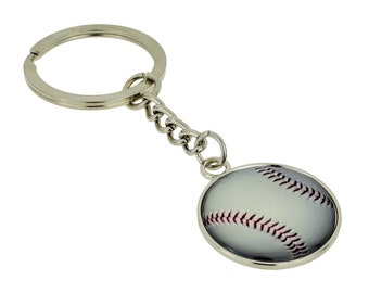 Baseball Design Silver Keyring with Engraved Message on the Back