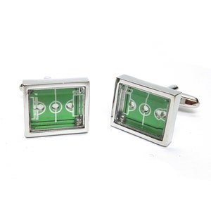Football Pitch Ball Game Design Cufflinks in Personalised Cufflink Box