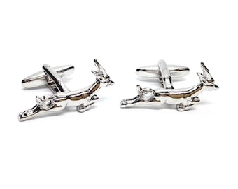 South Africa - Springbok Design Rhodium Plated Cufflinks in Personalised Cufflink Box