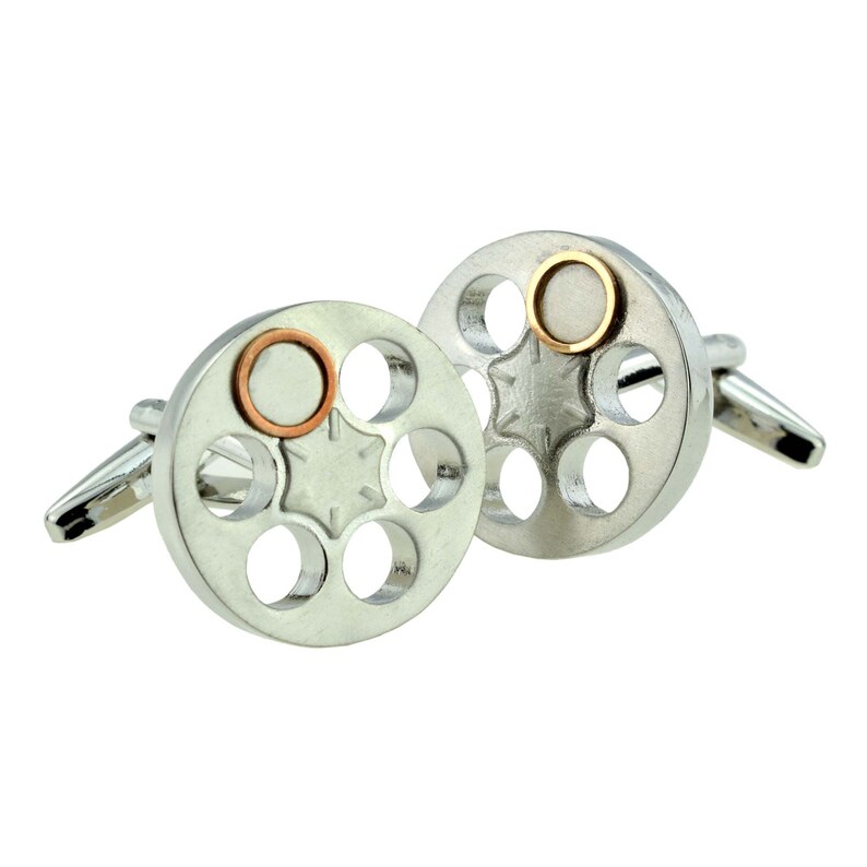 Bullet in Gun Chamber Cufflinks in a Personalised Cufflink Box