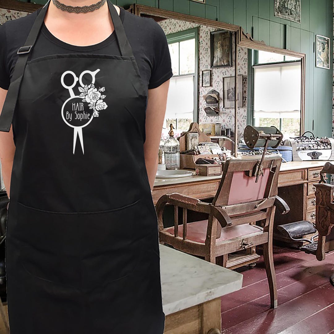 Scissors Apron Personalised With Custom Name Scissor Design Protective Unisex Apron ...
