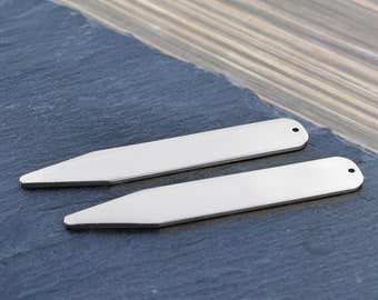 Rhodium Plated  Collar Stiffeners Including Engraved Message