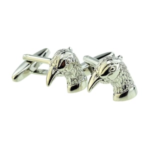 Rhodium Plated Pheasant Head Game Bird Design Cufflinks in a Personalised Cufflink Box