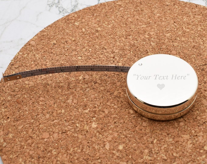Personalised with Engraved Message Silver Plated Tape Measure with choice of Gift Option