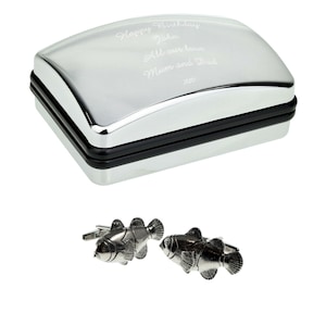 English Made Clownfish Pewter Cufflinks in Optional Personalised Cufflink Box