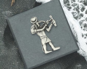 English Handmade Pewter Egyptian God Thoth Lapel Pin Badge Presented in a Box