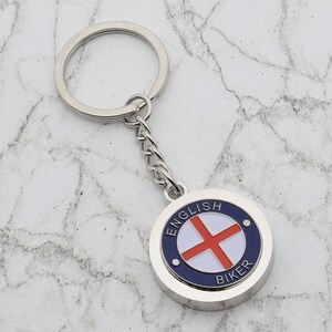 English Biker design with special Personalised Engraved message Keyring