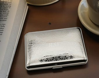 Personalised Engraved Iron Double Sided Cigarette Case Boxed Single with up to 3 initials
