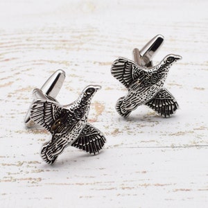 Grouse Bird Cufflinks in a Personalised Cufflink Box