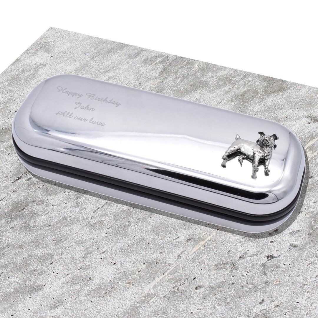Jack Russell Design Personalised Engraved Chromed Glasses Case Box