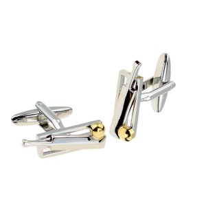 Cricket Bat Ball & Stumps Sport Cufflinks in a Personalised Cufflink Box