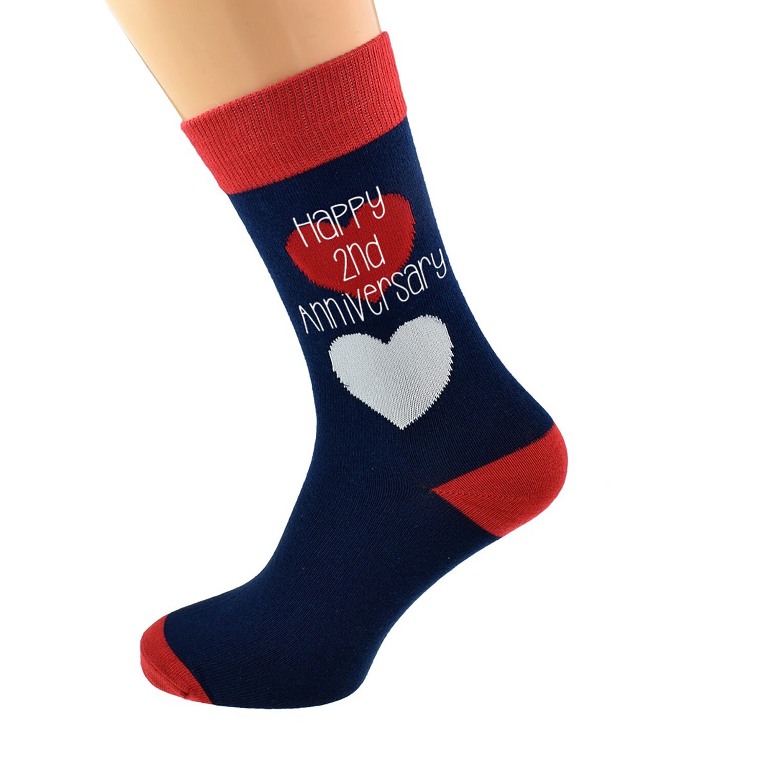 Image of Happy 2nd Anniversary Romantic Hearts Cotton Socks