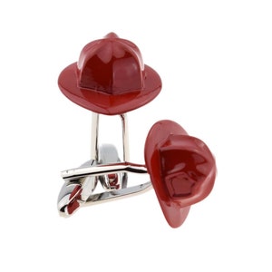Red American Firemans Firefighter Helmet Design Cufflinks in Personalised Cufflink Box
