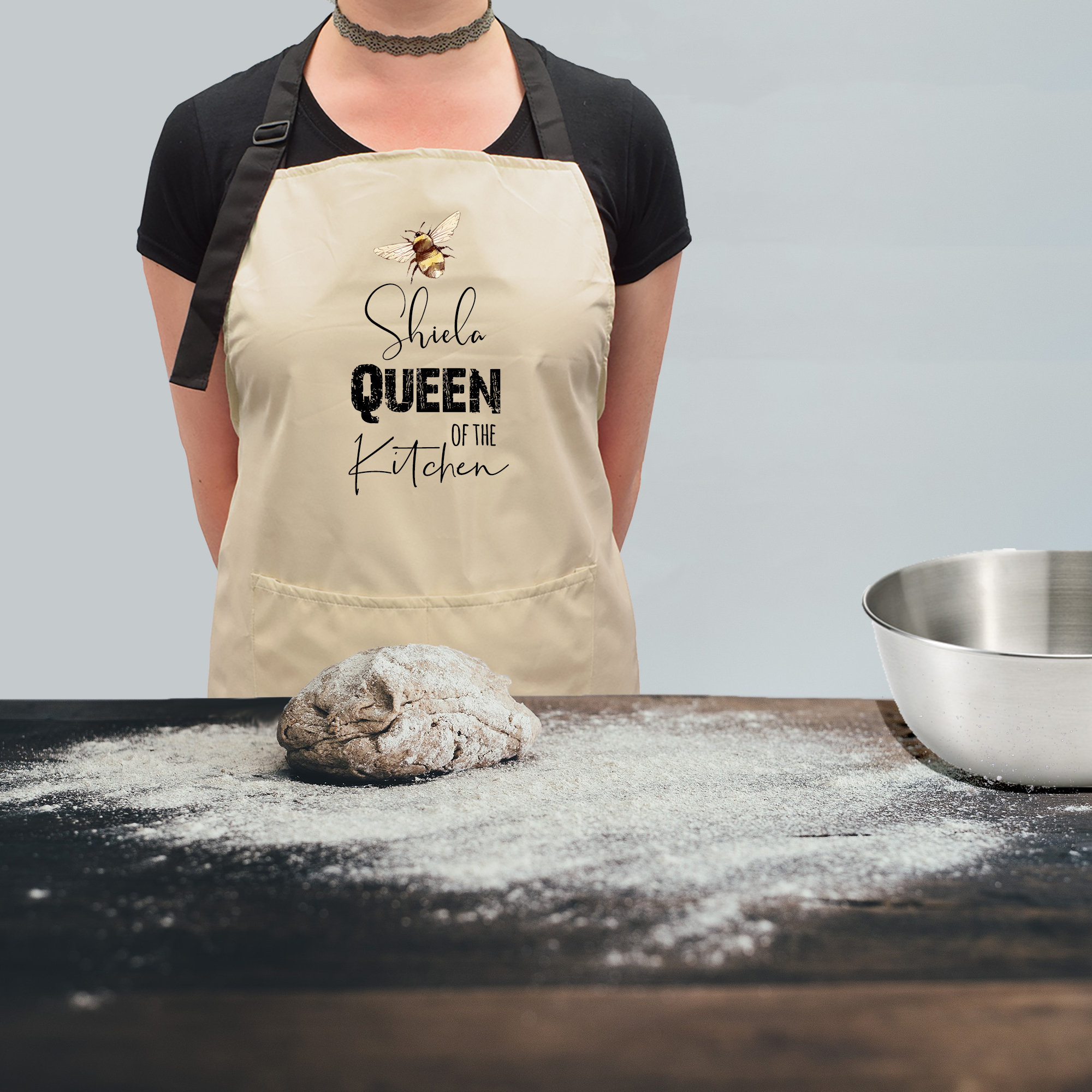 Grembiule Da Cucina Personalizzabile Queen Of Baking - Verde Bottiglia, Tracolla Regolabile - 2