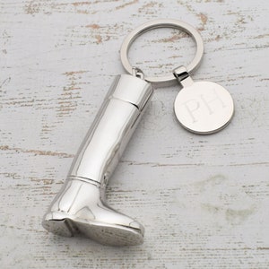 Personalised Diamond Engraved Riding Boot Design Keyring Presented in a Gift Box