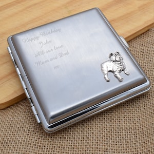 British Bulldog Design Personalised Engraved Brushed Metal King Size Cigarette Case