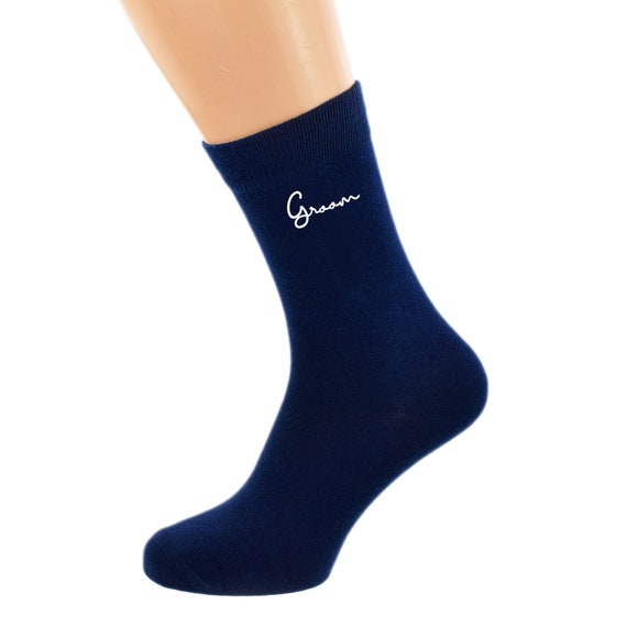 Contemporary Handwritten Style Mens Navy Blue Wedding Socks in Various  Roles, Great Addition to the Wedding 