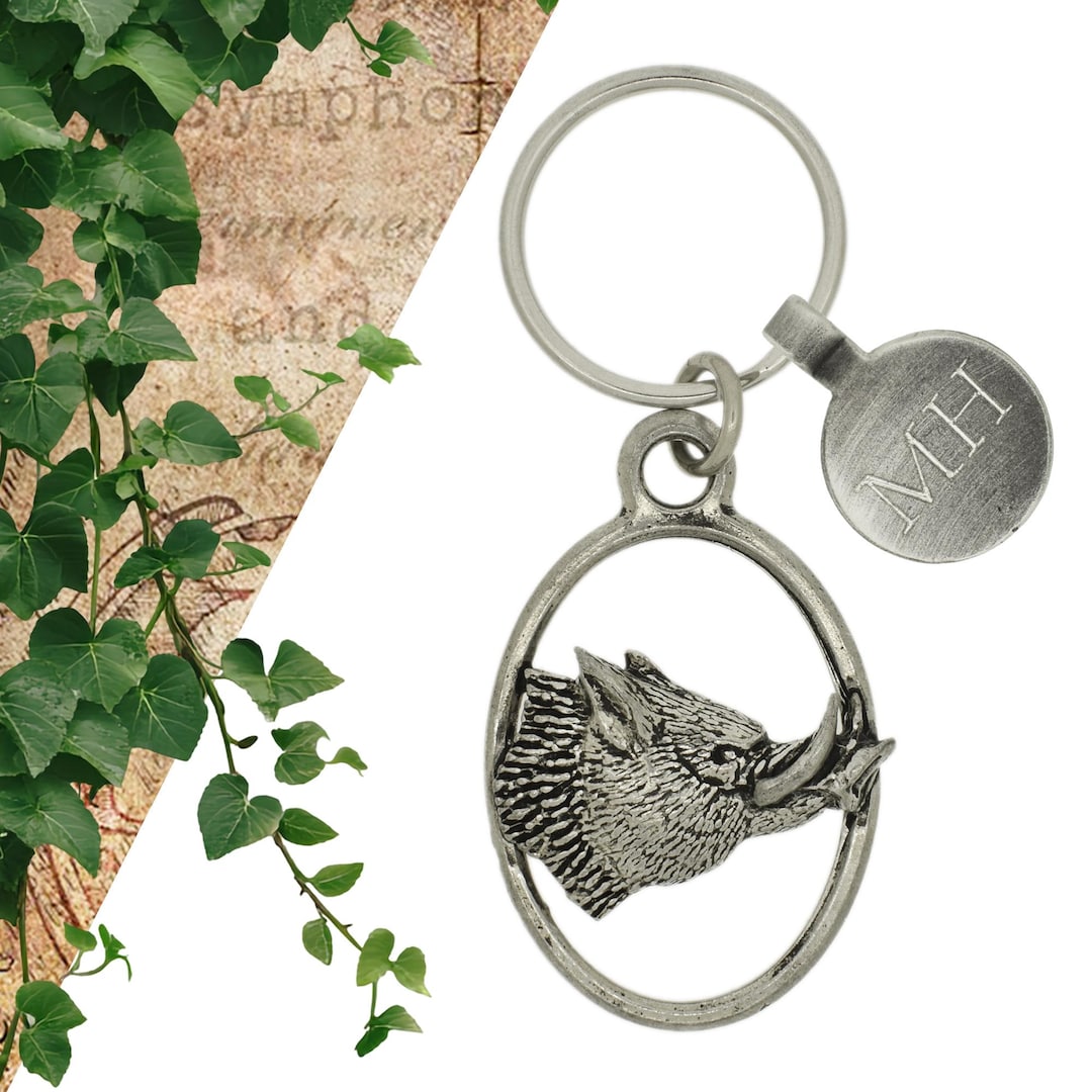 Personalised English Made Pewter Devil Pig Boars Head Design Keyring ...