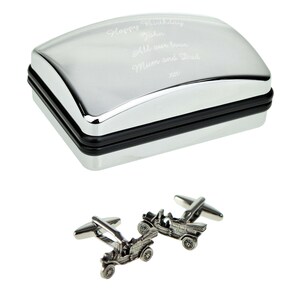 English Made Vintage Car Pewter Cufflinks in Optional Personalised Cufflink Box