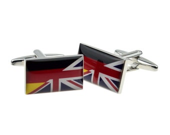 Union Jack Mixed with German Flag Cufflinks in Personalised Cufflink Box