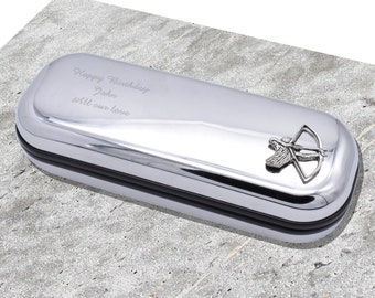 Archery Design Personalised Engraved Chromed Glasses Case Box