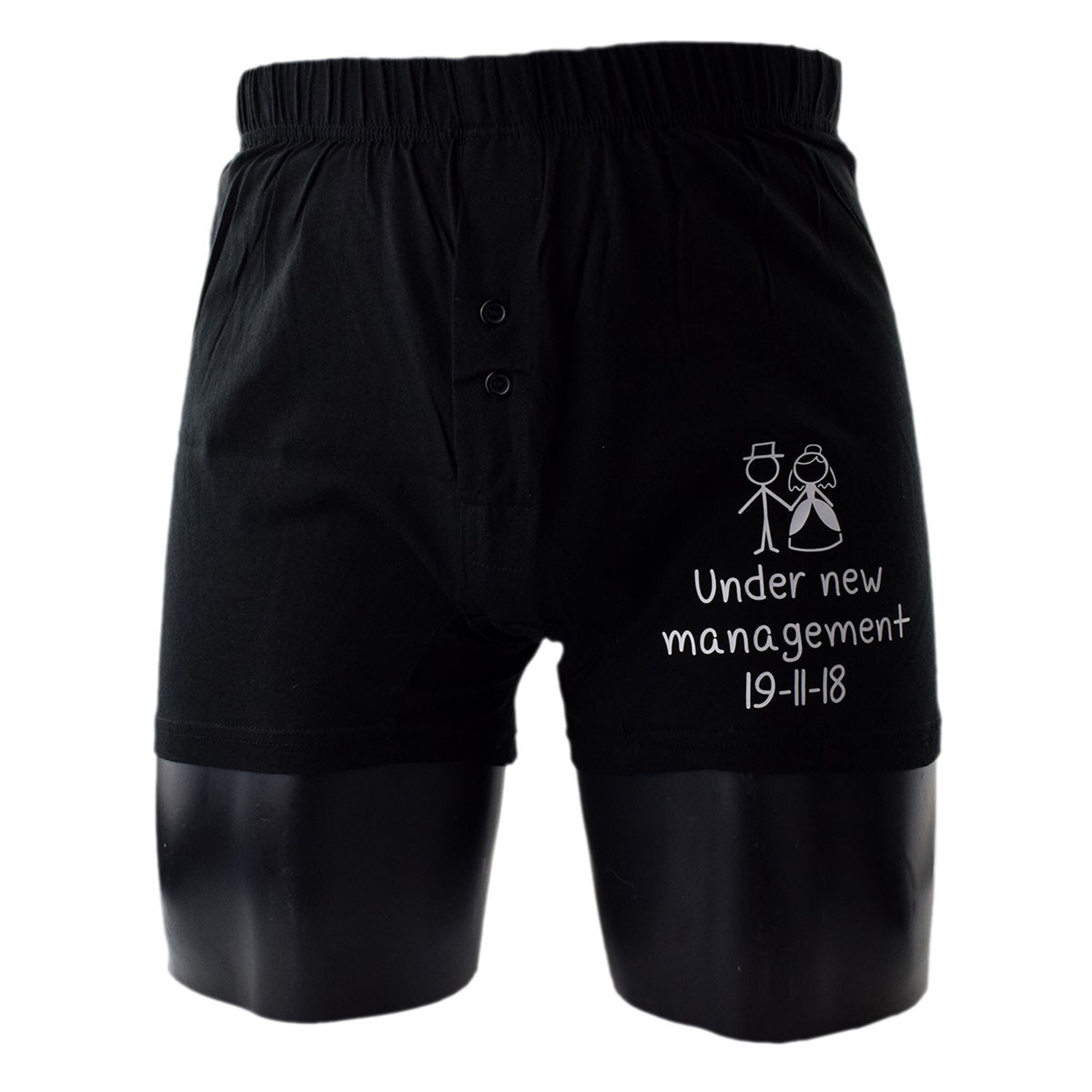 Image of Under New Management Personalise With Date Novelty Boxer Shorts