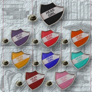 HEAD GIRL Retro School Shield Silver Lapel Pin Badge