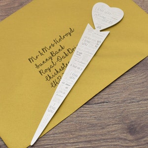 Bellamente grabado Sentimental Te amo en diferentes idiomas Abrecartas con foto personalizada