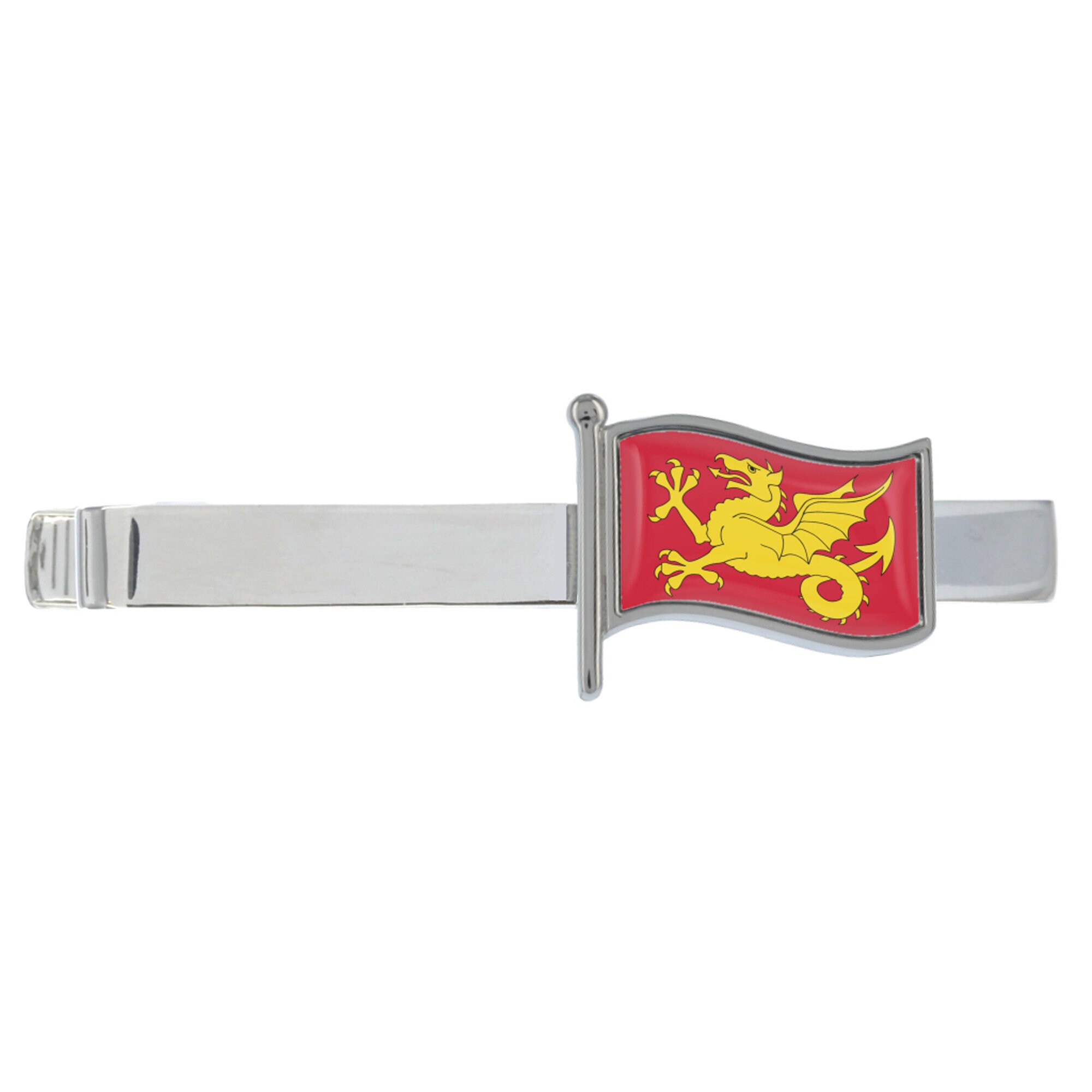 Wessex Wave Flag Silver Tie Clip Presented in Personalised Chrome Box