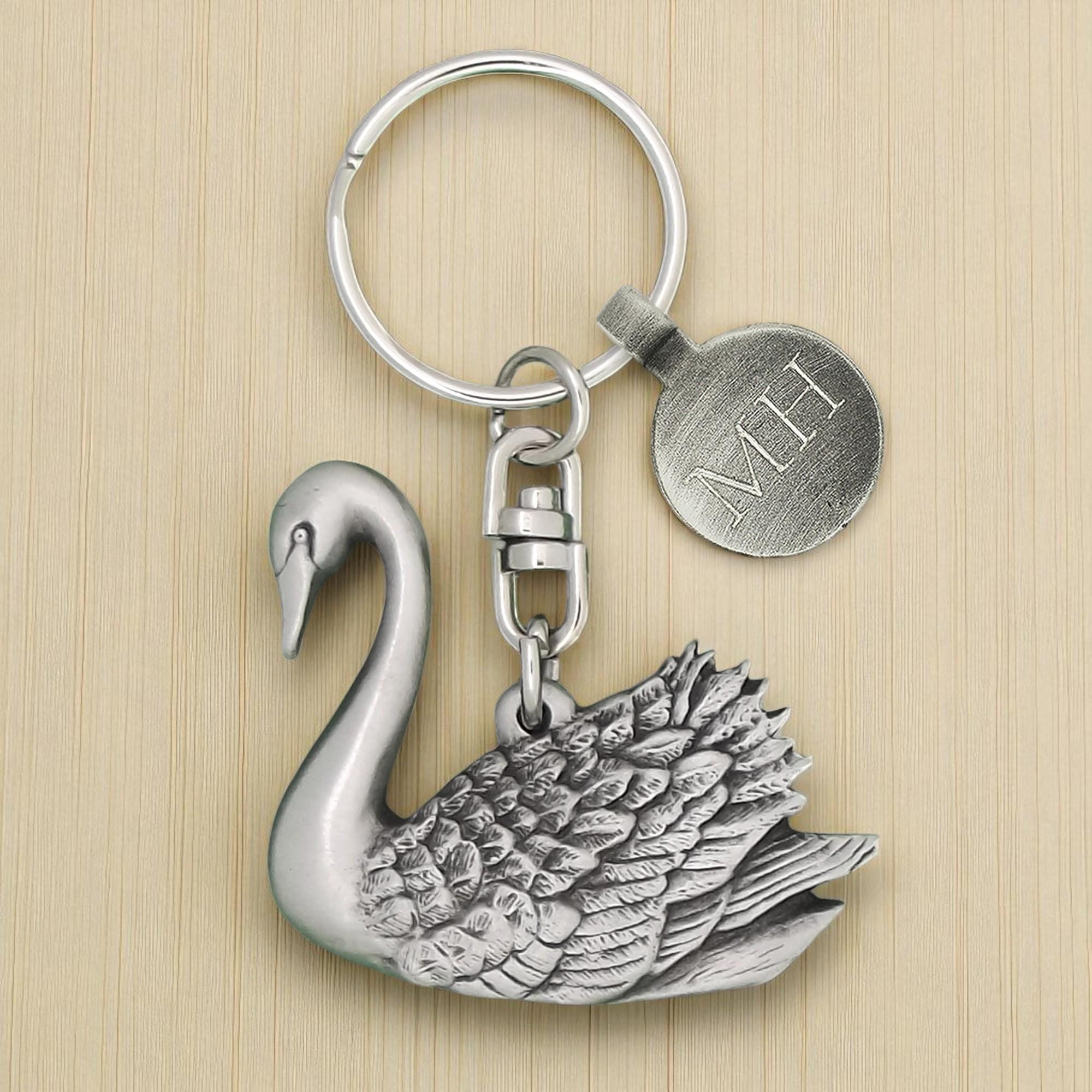 アメトイ　keypers swan キーパーズ Personalised English Made Pewter Swan Keyring Presented in Velvet