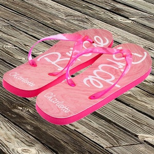 Special Personalised Pink Dancing Flip Flops For the Bride