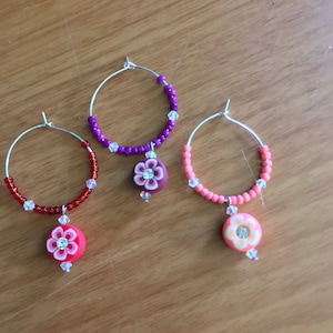Flower wine charms (set of 3)