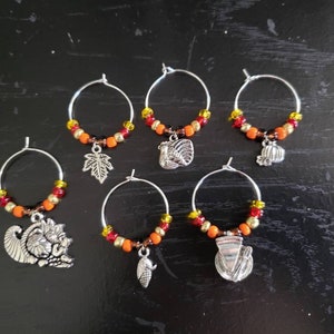 Thanksgiving wine charms